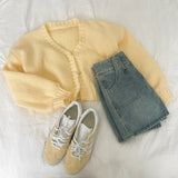 [3color] FLUID BALLOON V-NECK CARDIGAN