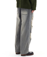 DESTROYED DENIM PANTS (GRAY)