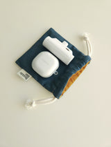 Two tone string pouch - teal blue S