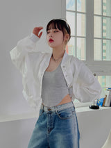 サテン ヴァーシティ ブルゾン / Satin varsity blouson (3color)