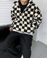 UIウールチェックタートルネックジップアップ/UI Wool Check Turtleneck Zip-Up (2 colors)