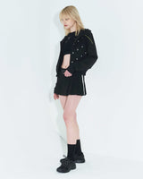 プリーツロゴテープミニスカート / Pleated Logo-Tape Mini Skirt _ Black