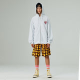 ハートプリンティングフードジップアップ/HEART PRINTING HOOD ZIP-UP-WHITE MELANGE