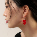 raspberry earring - red