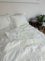 シャーリングラッフルサマーコンフォーターセット - Cream white - Q