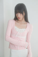 LACE RIBBON TOP (BABY PINK)