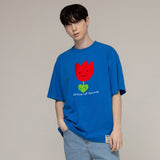 ドローイングフラワースマイルショートスリーブTシャツ/Drawing Red Flower Smile Short Sleeve Tee