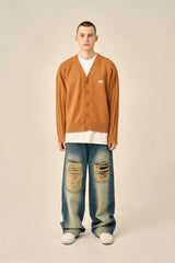 RAGLAN PATTERN BOOKLE CARDIGAN - BRICK
