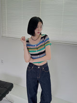 カラーショートスリーブカーディガン/Color short sleeve cardigan (2color)