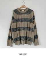Stripe Extended Sleeve Knit Top (3color) (6598830063734)