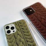 CABLE KNIT HARD JELL CASE_KHAKI