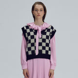 Kid-mohair checkerboard vest - Black (6674921914486)