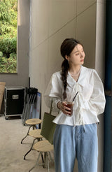 レースアップブラウス /  laceup white blouse