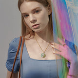 sun moon face pendant necklace (6603440029814)