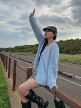 (UNISEX)アーサーアンゴラVネックカーディガン