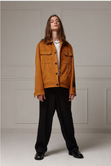 Suede wide pocket jacket - Camel (4622119534710)