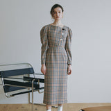 EMMA BUTTON POINT CHECK DRESS_BROWN (EEOO3OPR03W) (6622897045622)