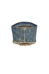 デニムパネルドチューブトップ / DENIM PANELLED TUBE TOP (BLUE)