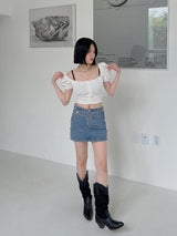 ウエストラップデニムスカート/waist wrap denim skirt