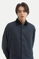 コントラスティングポイントコーデュロイシャツ/Contrasting point corduroy shirt S112 Navy&Black