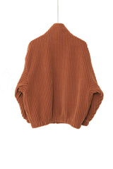 fur ribbed zip-up jacket