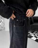 ワイドボタンデニムパンツ / SI Wide Button Denim Pants (2 colors)