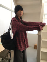 [UNISEX] Dickes Vintage Check Brushed Outer Long Sleeve Shirt