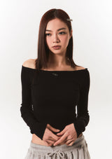 smooth off shoulder top - black