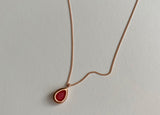 ナチュラルルビーストーンウォータードロップデイリーネックレス / rr Silver 925 Rose Gold Natural Ruby Stone Water Drop Daily Necklace