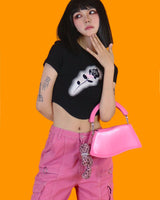 black rose crop T