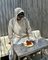 No.9423 net hood KNIT ZIP-UP (4color) (6699025858678)