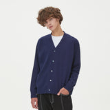 LAMBSWOOL V NECK CARDIGAN_NAVY (6612829012086)