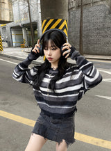 ストライプグランジクロップニット / stripe grunge crop knit