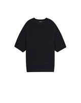【OUTLET】OVERSIZED FISHNET DETAIL SS SWEATER BLACK