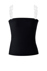 ラッフルマルチトリコットスパンロングチューブトップ/ruffle multi tricot span long tube top (black)