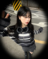 ストライプグランジクロップニット / stripe grunge crop knit
