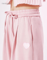 Heart Patch Pintuck Detail Wide Banding Pants 3 Color