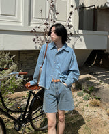 クロップデニムシャツ / crop denim shirt