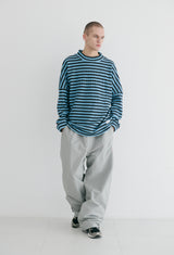 ストライプハイネックプルオーバー / BSR2223FWPO027 STRIPE HIGH NECK PULLOVER BLUE