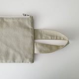 オックスフォードシンプルラインストラップポーチ - beige