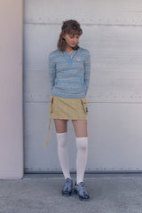 WITTY BUNNY STRIPE KNIT HOODIE [SKY]