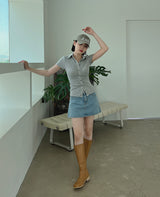 ティアショートスリーブボタンTシャツ/Tear Short Sleeve Button T-shirt (4color)