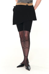 BIKER LAP SKIRT SHORTS (BLACK)