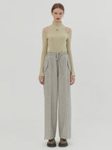 WOOL WIDE STRING PANT - MELANGE (6642700451958)