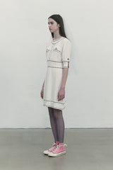COLOR STITCH POINT KNIT DRESS [IVORY]