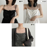 プリーツストリングナイロンスリーブレスミニドレス / Pleated String Nylon Sleeveless Mini Dress