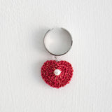 Chubby heart pendant surgical open ring (red)チャビーハートペンダントサージカルオープンリング/