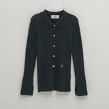 (CD-2103)COLLAR RIBBED SLIM KNIT CARDIGAN