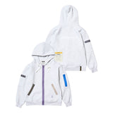 ZIPPER OVERSIZED ZIP UP HOODIE BLACK / WHITE MELANGE