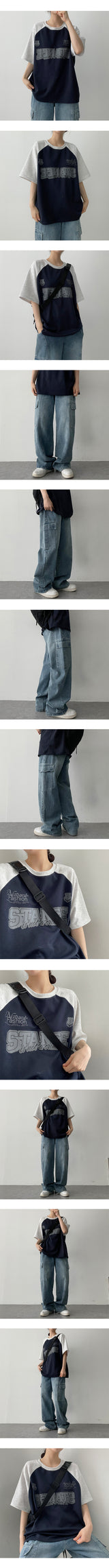 バンディングウォッシングカーゴデニムワイドパンツ / banding washing cargo denim wide pants